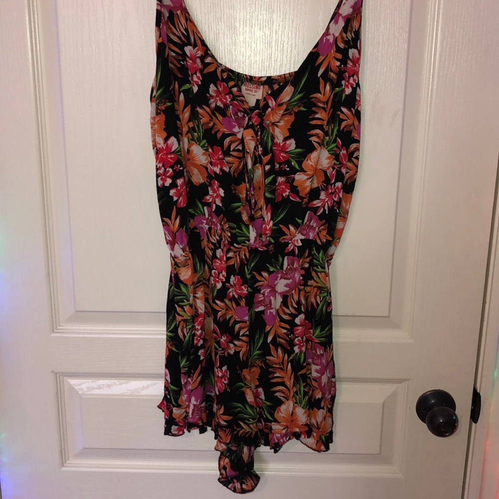 black floral Hawaiian knot romper